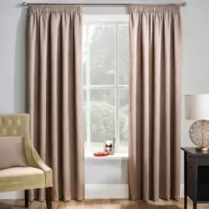 Enhancedliving - Enhanced Living Matrix Embossed Textured Thermal Blockout Pencil Pleat Curtains, Latte, 46 x 72 Inch