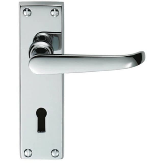 Loops PAIR Straight Victorian Handle on Lock Backplate 150 x 42mm Polished Chrome Multi