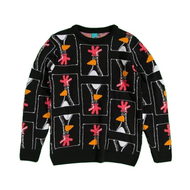 Wallace & Gromit Knitted Jumper in Black Size: 3XL Black Unisex 3XL