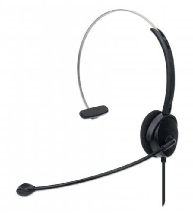 Manhattan Manhattan Mono On-Ear Headset (USB) (Clearance Pricing) Microphone Boom (padded) Retail Box Packaging Adjustable Headband In-Line Volume Con