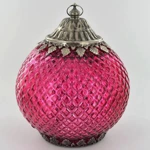 LED Lantern Pink Pattern H18cm