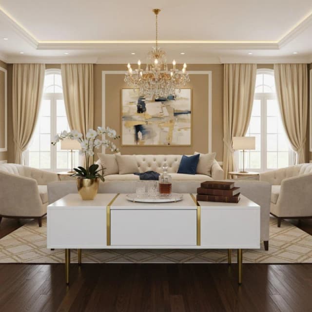 Urban Meuble Modern Console Table Gold Legs Durable Storage White unisex One Size