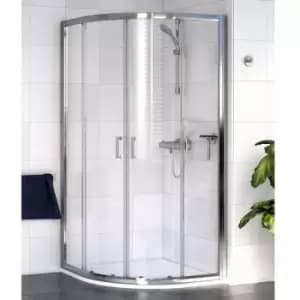 Shine 6 Offset Quadrant Shower Enclosure 900mm x 760mm Silver Frame 6mm - Clear Glass - Aqualux