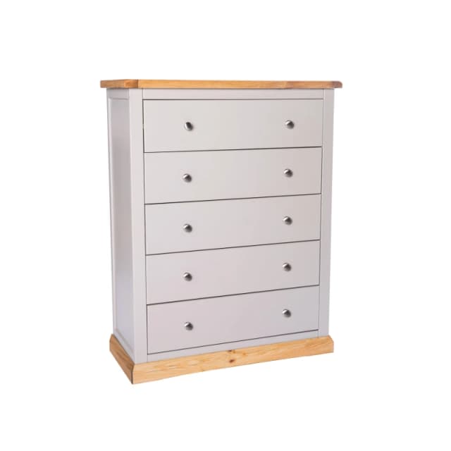 Cabinet Bits Bomporto 5 Drawer Chest of Drawers Chrome Knob in Light Grey Light Grey Unisex