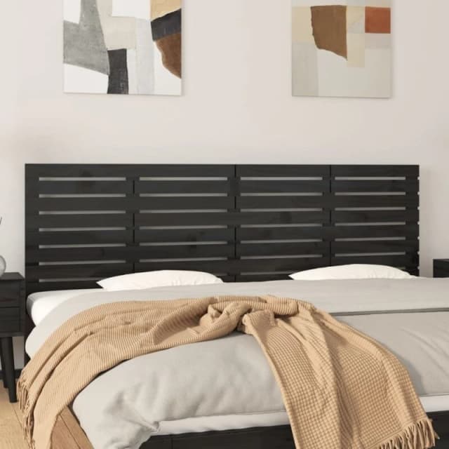 Vidaxl Wall Headboard Black 166X3X63cm Solid Wood Pine, Black 824752