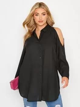 Yours Long Sleeve Cold Shoulder Shirt Black, Size 20, Women