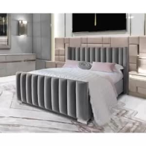 Melina Bed Double Plush Velvet Steel