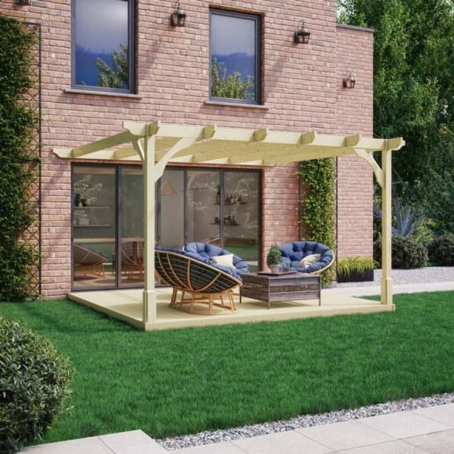 Rutland County Garden Furniture Ltd Premium Wall Mounted Pergola & Decking Kit, L240 x W240 cm, Green Green Unisex