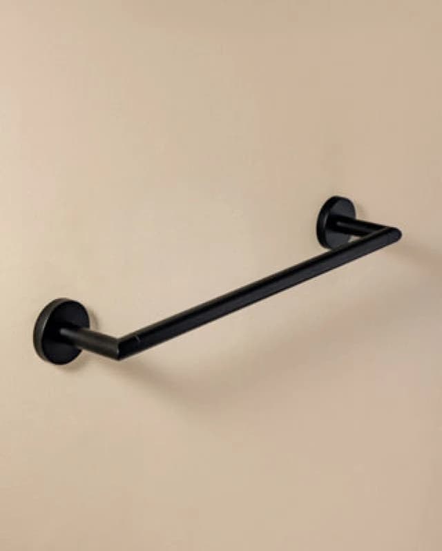 Cosmic Towel Rack, 40Cm, Matt Black, Adhesive Or Screw-In, Hidden Fixings, Anti-Corrosion, Start Collection
