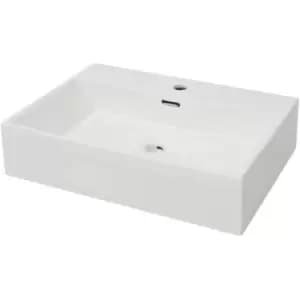 Basin with Faucet Hole Ceramic White 60.5x42.5x14.5cm Vidaxl White