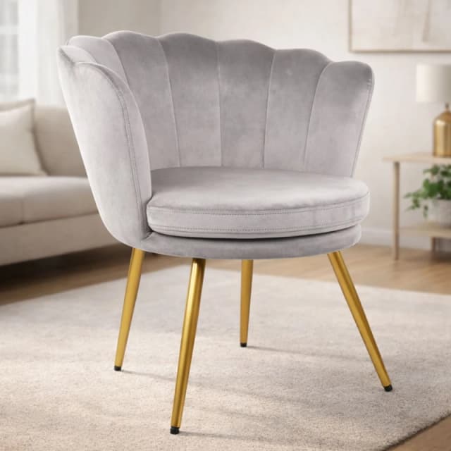 RAYGAR Genesis flora Petal Back Scallop Chair - Silver Grey RG1416