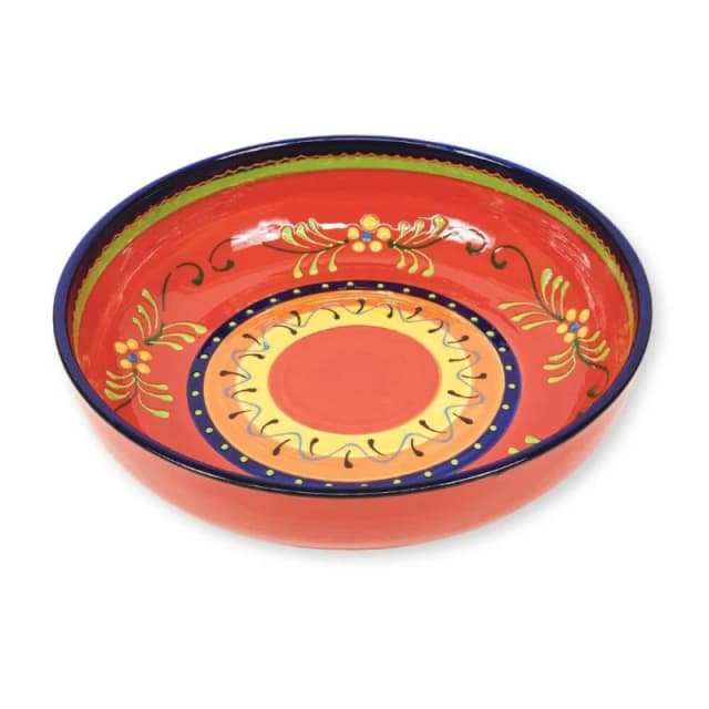 Verano Spanish Ceramics Classic Spanish Hand Painted Kitchen Dining Decor Large Bowl (Diam) 30cm Daisy Chain Multi