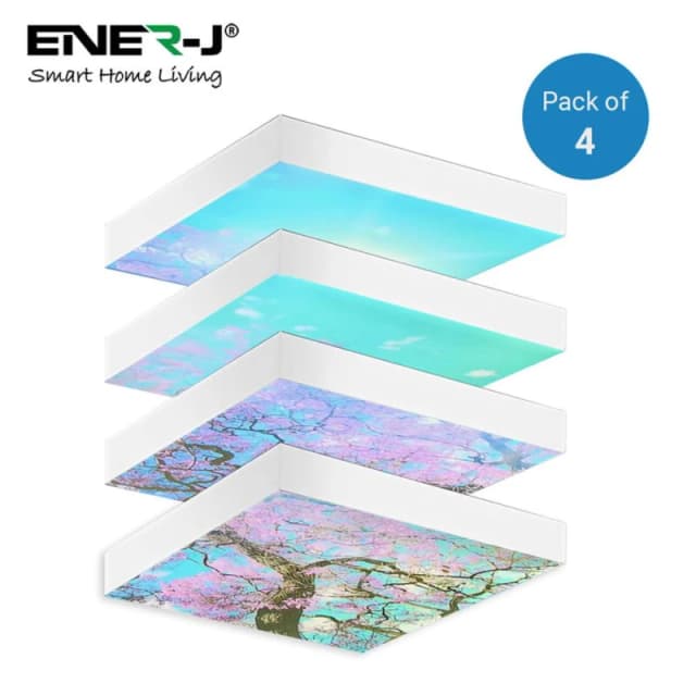 ENER-J LED Sky Cloud with Cherry Blossom Trees 60x60cms set of 4 in White Size: 60x60cm White Unisex 60x60 cm