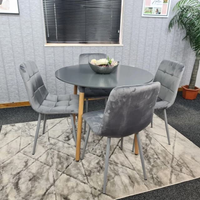 KOSY KOALA KOSY KOALA Dining Table Set with 4 Chairs Dining Room and Kitchen table set of 4 in Grey Grey One Size Unisex 5060711585437