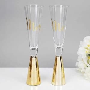 Always & Forever Set of 2 Gold Mr & Mrs Prosecco Flutes