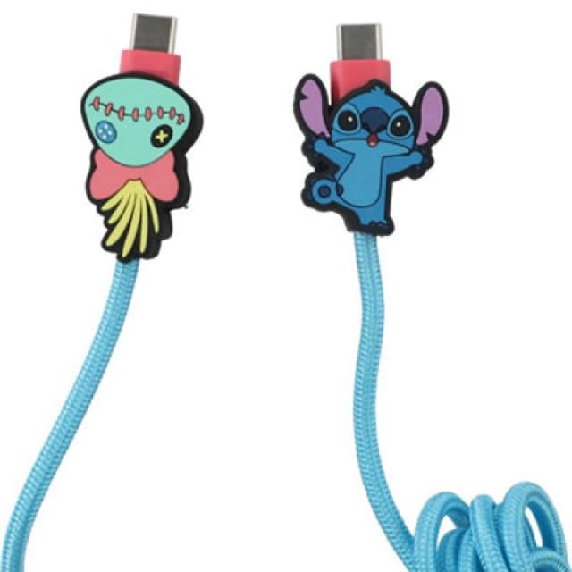 Disney Stitch 6ft Type-C Braided Molded Charging Cable Scrump Yay in Blue Blue One Size Unisex 8101464672436