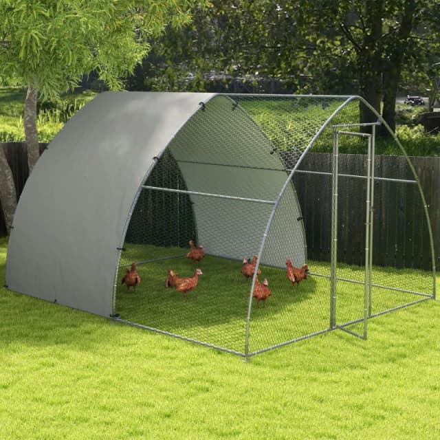 PawHut PawHut Walk-In Chicken Run w/ Cover, for 8-12 Chickens, 3 x 3.8 x 2.2m - Silver