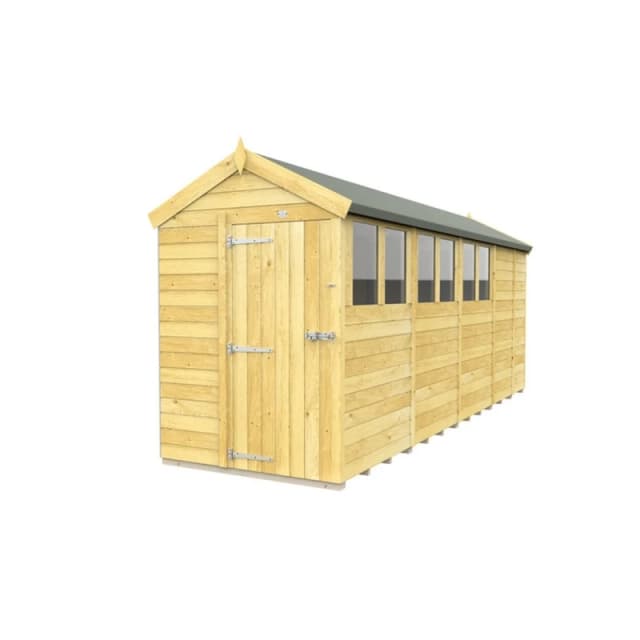 Buttercup Farm 5 x 17 Feet Apex Shed - Single Door W/ Windows - L503 x W147 x H217cm in Brown Brown Unisex