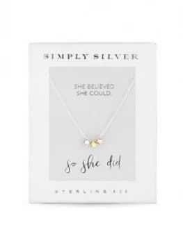Simply Silver Sterling Silver Tri-Tone Triple Star Necklace Gift Boxed