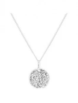 Simply Silver Sterling Silver Pave Disc Pendant Necklace Made With Swarovski Crystals