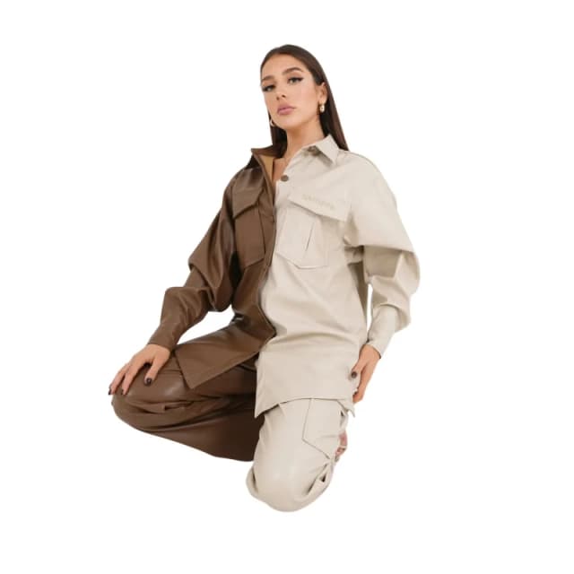 Sixth June Womens faux leather shirt Sixth June Beige Female M