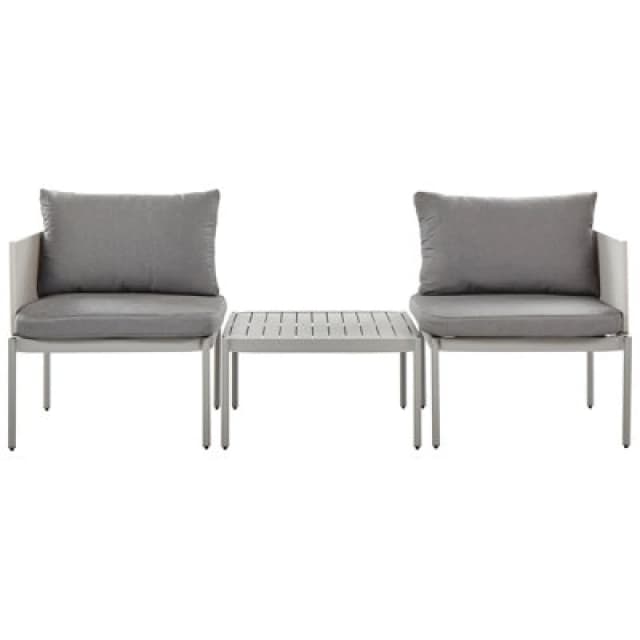 Beliani Garden Lounge Set With Table 2 Seater Terracina Metal Light Grey
