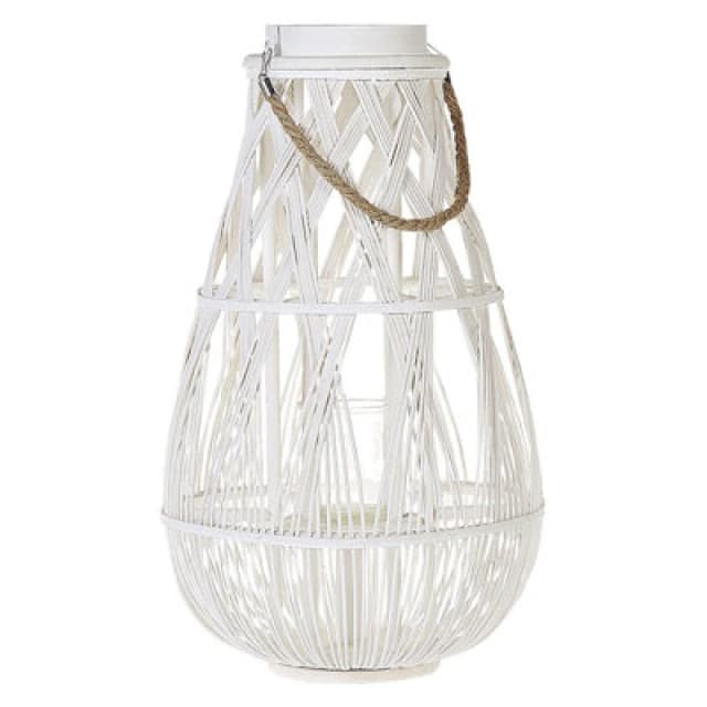 Beliani Garden Lantern Lantern Tonga Bamboo Wood 56cm White