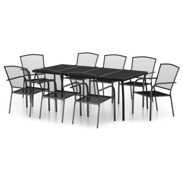 VIDAXL 9 Piece Garden Dining Set Anthracite Steel Vidaxl 8720845890032