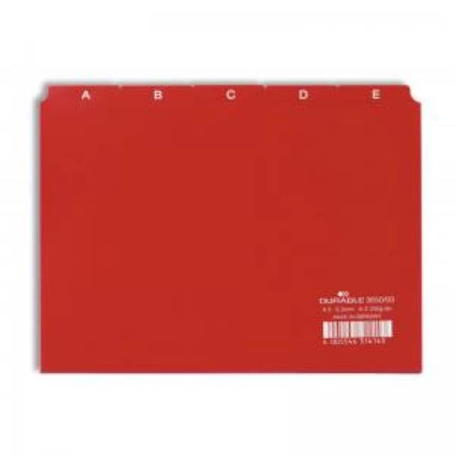 Durable 5 Part Alphabetical Index A5 Red