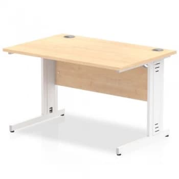 Trexus Rectangular Desk White Cable Managed Leg 1200x800mm Maple Ref