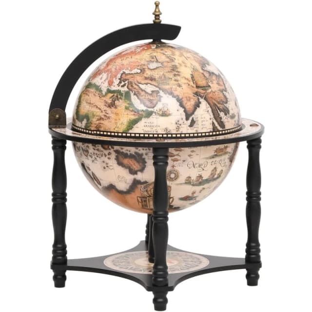 VIDAXL Globe Bar Wine Stand Black Solid Wood Eucalyptus Vidaxl 8720286970720