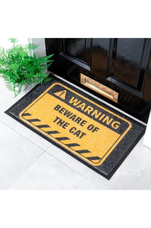 Native Natural Beware Of The Cat Doormat (70 X 40Cm)