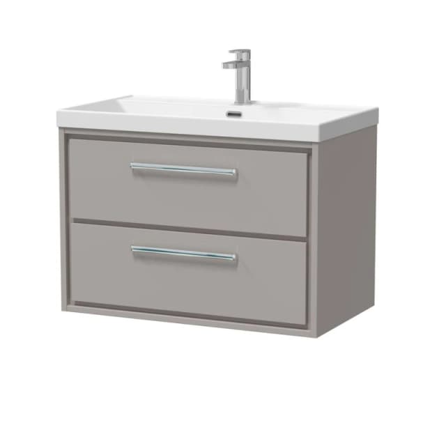 Balterley Bathroom Wall Hung 2 Soft Close Drawer Vanity Unit Basin, Grey, 800mm in Grey Grey Unisex