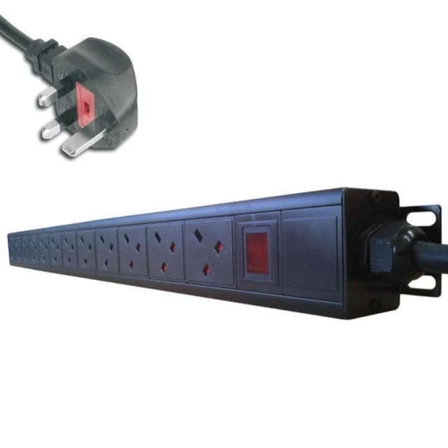 POWERDATA 12 WAY 19" RACK UK PDU TO 13A PLUG - VERTICAL
