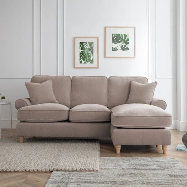 The Great Sofa Company Ezra Right Hand Chaise Sofa Manhattan Putty in Taupe Unisex