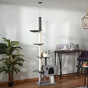 PawHut Cat Tree Cat House Activity Center Grey
