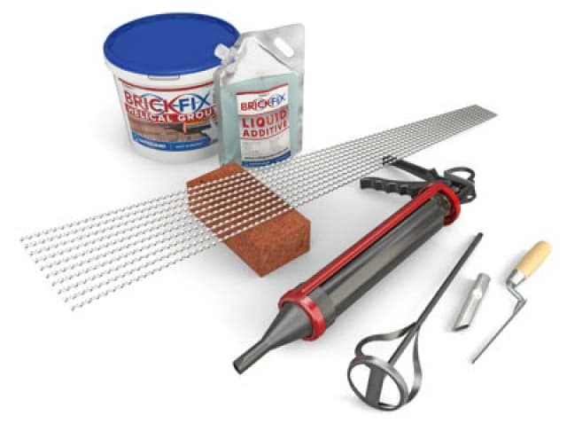 Dryzone Brickfix Masonry Crack Repair Kit (10 X 1M Helical Bars & Grout) - Crack Stitching For Brick, Block & Stone Wall Stabilisation