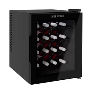 HOMCOM 16-Bottle Tempered Glass Mini Bar Cooler w/ LED Light Black