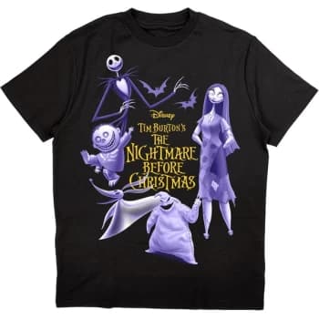 Disney - The Nightmare Before Christmas Purple Characters Unisex Large T-Shirt - Black