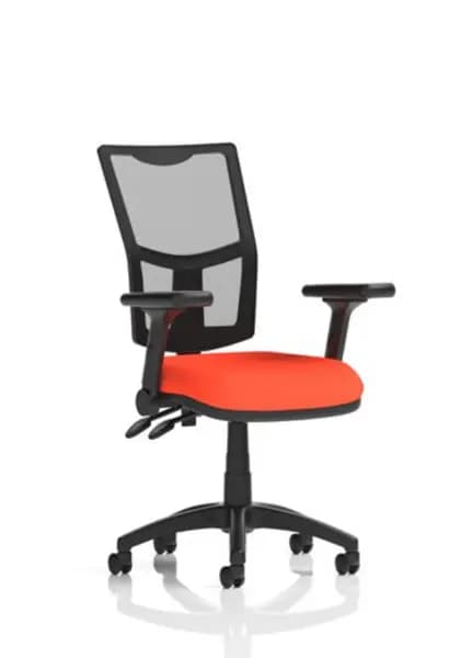 Eclipse Eclipse Plus II Lever Task Operator Chair Mesh Back With Bespoke Colour Seat in Tabasco Orange With Height Adjustable And Folding Arms KCUP17