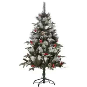 4FT/5FT/6FT Artificial Snow Dipped Christmas Tree Xmas Holiday Pencil Tree Green 4FT - Green - Homcom
