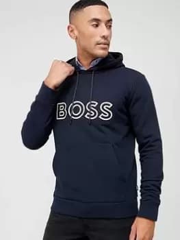 BOSS Seeger 105 Logo Overhead Hoodie - Navy, Dark Blue, Size L, Men