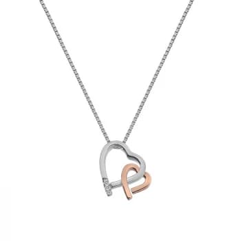 Hot Diamonds Silver & Rose Gold Double Heart Pendant