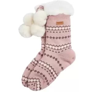 Barbour Womens Fairisle Lounge Socks Chocolate Mix One Size