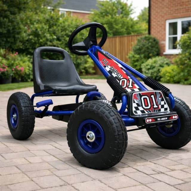 Kiddo Racer Pedal Go-Kart with Adjustable Seat & Rubber Wheels in Blue Size: 1 Pack Blue Unisex 1 Pack