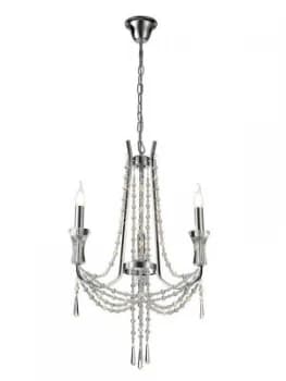 Ceiling Chandelier Pendant 3 Light E14 Polished Chrome, Crystal