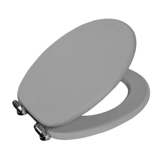 Showerdrape Norfolk Soft Close Grey Wooden Toilet Seat With Chrome Hinges Grey