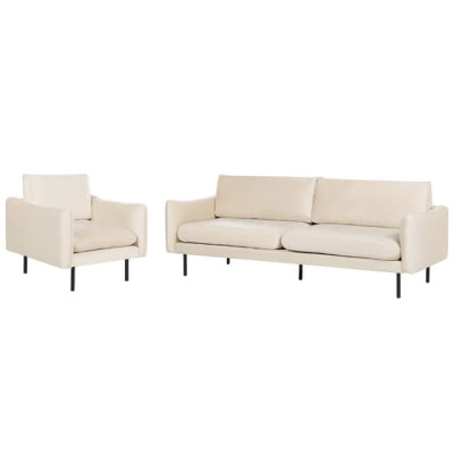 Beliani Living Room Set 4 Seater Vinterbro Velvet Light Beige