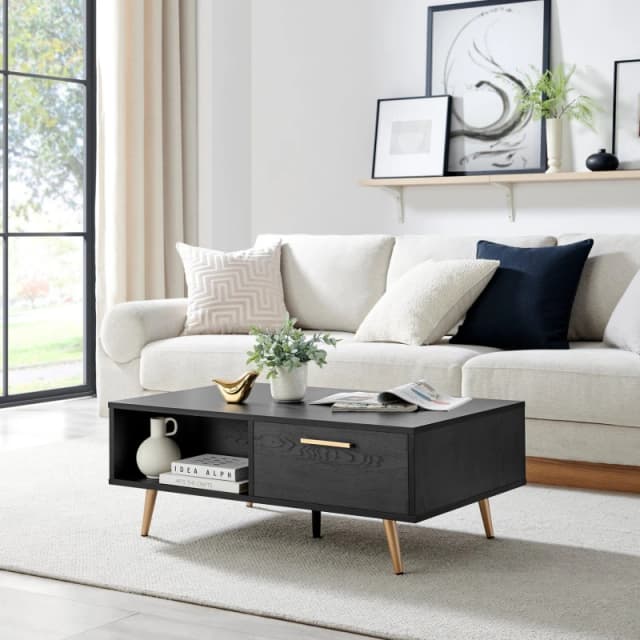 FurnitureboxUK FurnitureboxUK Ivala Black & Copper Effect Storage Coffee Table Black One Size Unisex 5060661187637