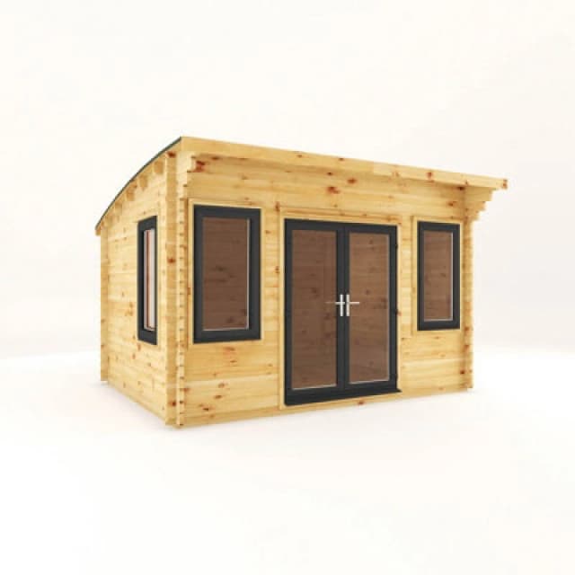 Mercia 4 X 3 M Curved Roof Log Cabin With Upvc Windows And Doors - 44mm - Timber - L348.6 X W406.4 X H260 Cm - Brown